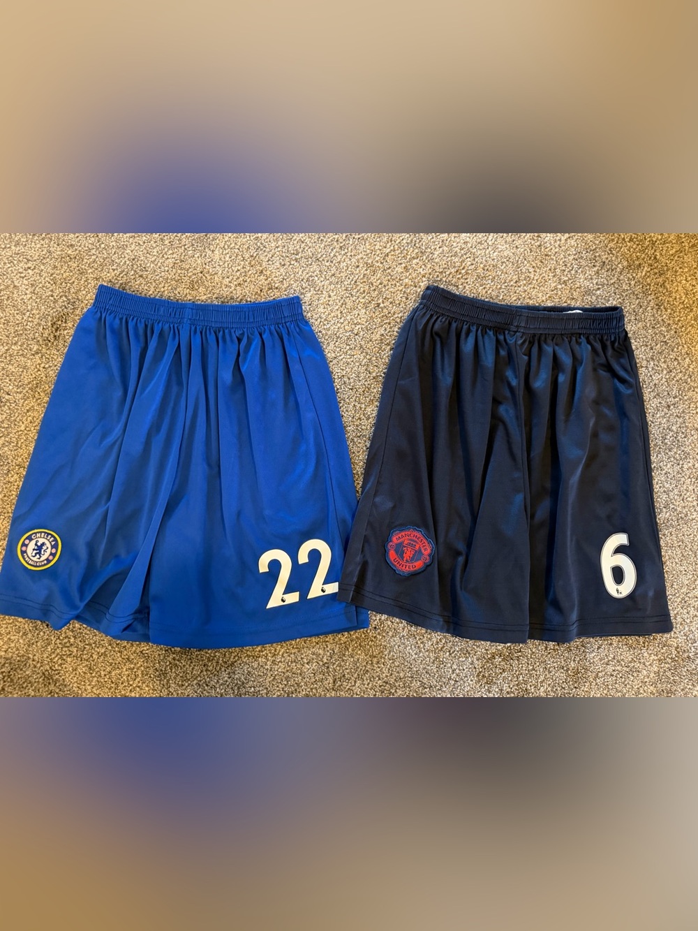 Blue and Navy Boy’s Athletic Shorts - Chelsea & Manchester City